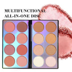 Blusher Contour Highlighter Makeup Palette, 16 Color All-in-One