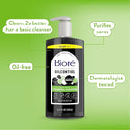Biore Deep Pore Charcoal Face Wash, Daily Facial Cleanser for Dirt & Makeup Removal, for Oily Skin, 11.45 fl oz, Value Size (Pack of 2)