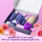 Bath and Body Gift Basket for Women and Men - Lavender Relaxing Spa Set With Massage Body Rush, Bath Bomb - Birthday Gifts for Her, Mom - Unique Self Care Idea