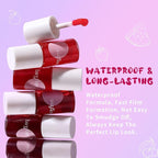 Lip Tint Stain, Long Lasting Korean Lip Stain Set, Non-sticky Waterproof Lightweight Lip and Cheek Tint, Moisturizing High Pigment Water Tint, Matte Finish Lip Tint
