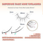 Lashes Short Eyelashes 10MM Natural Lashes Wispy Thin Band Strip Lashes Short Eyelashes Natural Look 3D Volume Lashes 7 Pair Fake Lashes Siligli