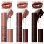 3 Colors Lip Butter Gloss, Hydrating Lip Glow Oil Lip Glaze, Brown Sugar Nourishing Lip Tinted Gloss Lip Care, Non-Sticky Long Lasting Lip Plumper Gloss Makeup (4+11+13)