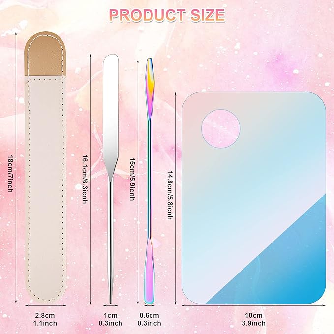 Makeup Spatula Korean Set, Senbos Professional Acrylic Makeup Palette with 2 Pcs Spatula Tool, Tray Apply for Foundation Eye Shadow Lipsticks Nail Art Pigment Blending Set with Leather Covers
