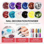 44PC Poly Nail Gel Kit with U V Lamp Starter Kit, 16ML 15 Colors Poly Extension Gel with Light Slip Solution Nail Rhinestones Glitter Decoration Powder Nail Art Kit for Beginners Gifts for Women