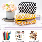 Pazimiik checkered makeup bag for