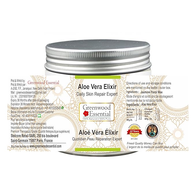 Pure Aloe Vera Elixir (Gel) Daily Skin Repair Expert Therapeutic Grade 100gm (3.52 oz)