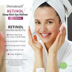 DERMATOUCH Retinol Eye Cream, 1.75 oz - Hyaluronic Acid, Peptides & Vitamins - Made in America