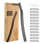 Eyebrow Razor with 12 Blades, Face Razors for Women and Men,Dermaplane Razor for Women Face, Facial Hair Removal for & Eyebrow Hair Removal - Black