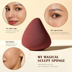 Jessup Foundation Brush with Makeup Sponge, Black Makeup Brush Flat Top Kabuki Brush for Liquid Blending Stippling, T881