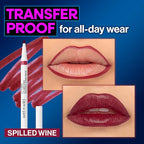 wet n wild Perfect Pout Lip Liner Stain, Long-Lasting Transfer-Proof Formula with Blade-Like Applicator for Precision & Full Lip Coverage, Vegan & Cruelty-Free - Spilled Wine