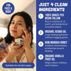 Whipped Bison Tallow Balm w/Manuka Honey, Jojoba, Organic Vanilla - Grass-Fed & Finished Organic Tallow Face Moisturizer - Face & Body Cream for Acne-Prone Skin - Nourishing Skincare (2.5 oz)