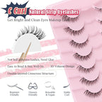 Cat Eyelashes Wispy False Eyelashes Natural 12mm Short Lashes with Thin Band Fake Eyelash 3D Volume Strip Lashes Siligli Eyelash Pack 7 Pair