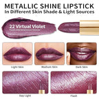 Oulac Purple Lipstick for Women with Metallic 3D Shine Lightweight Hydrating Formula, High Impact Lip Color, Vegan & Gluten Free Beauty, Full Coverage Lip Makeup, Virtual Violet(22)