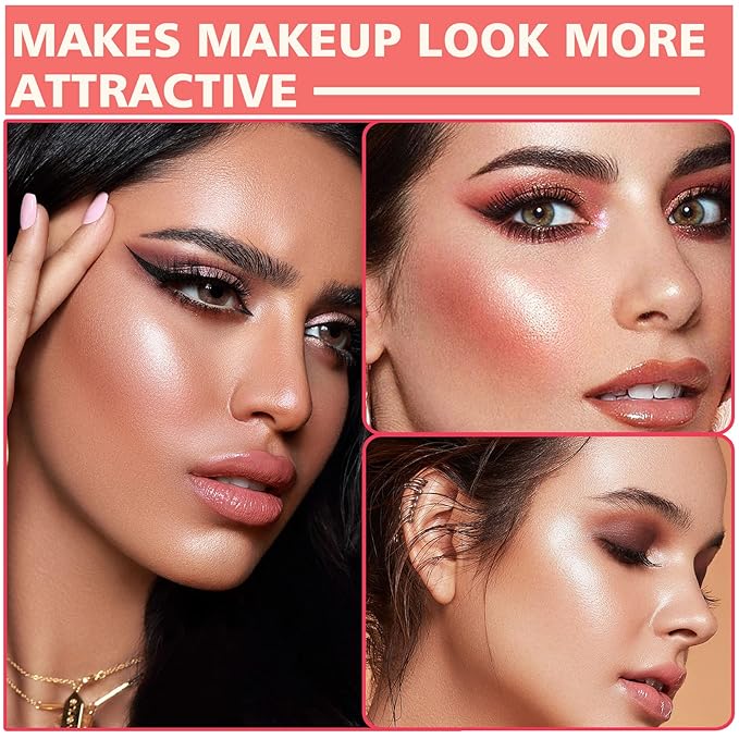 3PCS Polvo De Hadas Highlighter Glitter Stick Body Glitter Shimmer Face Brightening Highlighter Contour Powder Makeup Stick Face Fairy Glitter Highlighter Makeup-White,Pink,Golden brown