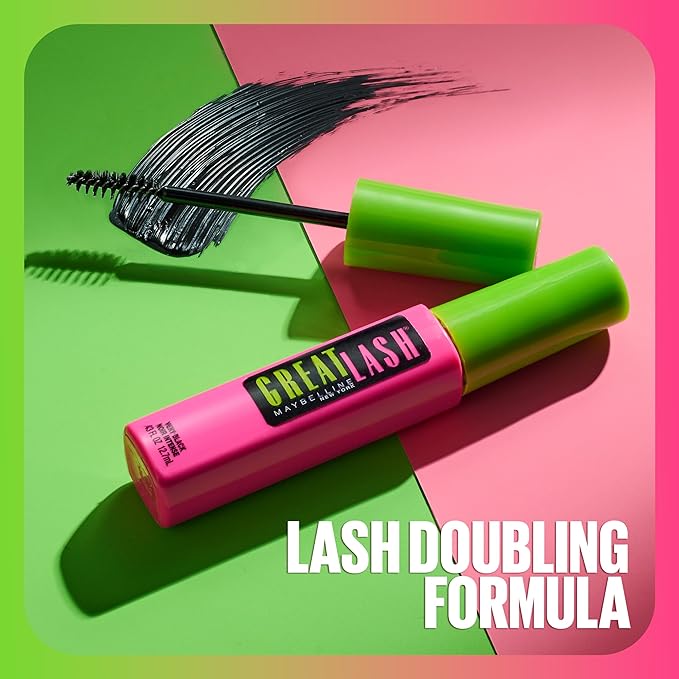 Maybelline Great Lash Washable Mascara Makeup, Volumizing Lash-Doubling Formula That Conditions As It Thickens, Brownish Black, 1 Count