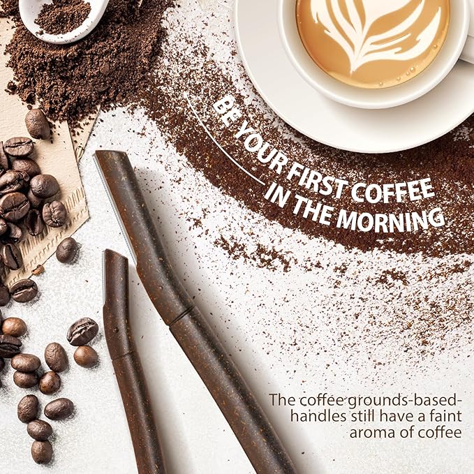 SINAHET Dermaplane Razor for Face, (3 Count) Professional Dermaplaning Tool with Coffee Grounds Based Handle, Facial and Eyebrow Hair Removal