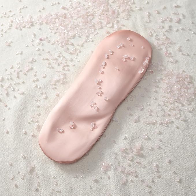 Natural Rose Quartz Weighted Eye Pillow for Relaxation, Sleeping, Yoga, SPA and Travelling, Cooling Eye Pillow, Reusable and Good Relaxation Gift for Women(Rose Quartz)