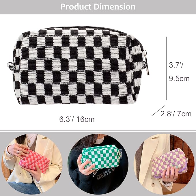 Pazimiik checkered makeup bag for