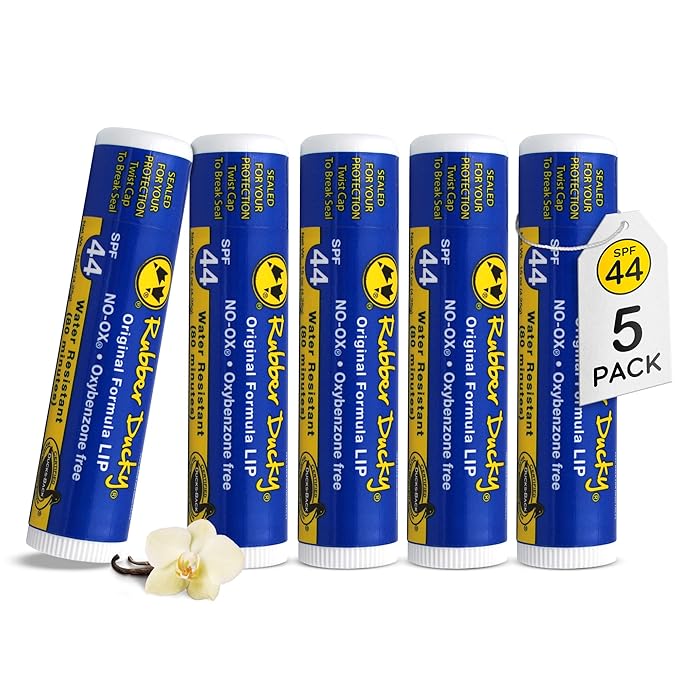 Rubber Ducky | Lip Sunscreen, Lip Balm with SPF 44, Water Resistant Sunscreen Lip Balm | Vegan, Untinted, Vanilla Flavor, with Vitamin E | All Season - Broad Spectrum Sunscreen for Lips