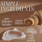 All Natural Tallow Lip Balm Squeezable Tube - Grass Fed/Finished Beef Tallow + Organic Beeswax & Vanilla Essential Oil .5 OZ (Vanilla Dream)