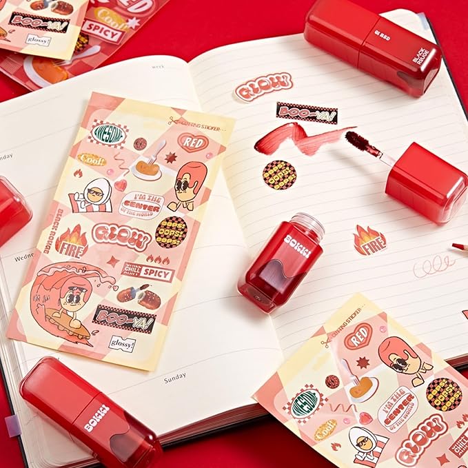 Glow Bokki Glossy Lip Tint, Korean Beauty (GB04 Spicy Pepper, 4.1 grams)