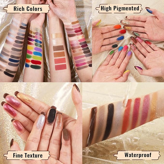 UCANBE Eyeshadow Makeup Palette 86 Colors, Matte Black Grey Silver Smokey Goth Eye Shadows+Chunky Pressed Glitters+Bright Colorful Neon Shades+Rosy Rusty Neutrals for Every Day & Halloween Make Up