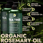 Rosemary Shampoo and Conditioner Set Infused with Tea Tree & Rosemary Oils for Scalp Relief and Hair Growth | Sulfate Free, Soothes Dry Scalp, Boosts Shine + Free Scalp Brush | 16.9 fl oz