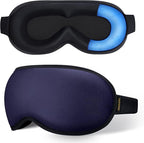 Cooling Gel 3D Sleep Eye Mask-Weighted Blackout Sleep Mask & Cold Compress for Dark Circles, Dry Eyes, and Puffiness - Comfortable, Eyelash-Friendly, Reusable for Relaxing Sleep -Blue