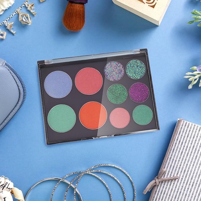 AJLTPA Magnetic Makeup Palette with Clear Top, Empty Eyeshadow Pan Dispensing Storage Box with 40Pcs Adhesive Metal Stickers for DIY Cosmetics Lipstick Blush Powder(Medium Palette - 5.7"x4.3")