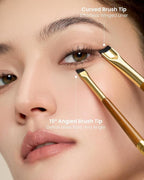 Desert Oak Series Precision Thin Eyeliner Brush - Dual-Ended Angled & Concave Tips for Winged Lines/Tightlining, Gel & Liquid Liner Compatible, Ebana Handle (CM 161)