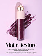 Shimmer Lip Gloss,Shine Liquid Lipstick Glossy Shimmer Finish, Glitter Sparkly Smooth Primer Lip Tint,Moisturizing Matte Lip Glaze Fine Glitter Waterproof Non-Stick Cup for Girls Women(#08)