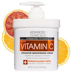 Advanced Clinicals Vitamin C Cream Face & Body Lotion Moisturizer | Anti Aging Skin Care Firming & Brightening Cream For Body, Face, Uneven Skin Tone, Wrinkles, & Sun Damaged Dry Skin, 16 Oz