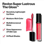 Revlon Super Lustrous Lip Gloss, Non-Sticky, Hydrating, High Shine Finish, 302 Glazing Lilac, 0.13 oz