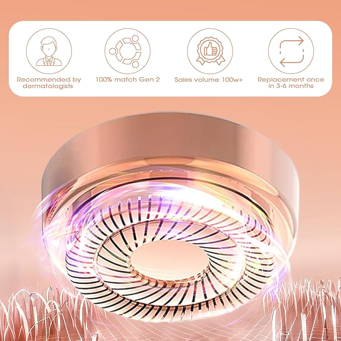 Replacement Heads for Flawless Facial Hair Remover, Gen 2 Replacement Blades Compatible with Finishing Touch Flawless Hair Removal, 18K Gold Painless Razor Head for Women（6 Pack）