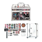 36 Pcs Clear Carry All Full Make Up Kit In a Trunk Train Case Including Makeup Brushes, Eye Shadows, Nail Polish, Blushers, Lipsticks and More