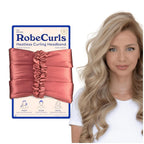 RobeCurls Heatless Hair Curler Set - Satin Curling Headband for Natural, No-Heat Curls - Sleep in Overnight Styling Tool with 2 Scrunchies - Easy & Gentle on Hair (Rose)