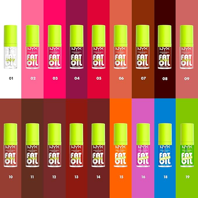 NYX PROFESSIONAL MAKEUP Fat Oil Chillz, Moisturizing, Shiny and Vegan Tinted Lip Gloss - Strawberry Slush (Sheer Pinkish Purple)