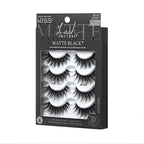 KISS Lash Couture Matte Black Faux Mink Eyelashes Multipack, Matte Twill, Black, Natural Looking, Cruelty-Free & Vegan, Holds Curl, Comfortable, Seamless, Knot-Free Band | 4 Pairs