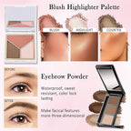 All in One Makeup Set Kit for Women Full Kit,Makeup Gift Kit with Everything,Mascara Eyebrow Eyeliner Eyeshadow Foundation Face Primer Lip Oil Lip Gloss Blush Highlighter Palette for Women Teens-Set A