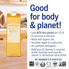 Dr. Bronner's Pure-Castile Magic Soap Liquid, Citrus, Made with Organic Oils for Body, Face, Hair, Dishes, Laundry Vegan, Natural, Non-GMO, Biodegradable, 18-in-1 Multi-Use - Citrus, 32oz + Refill