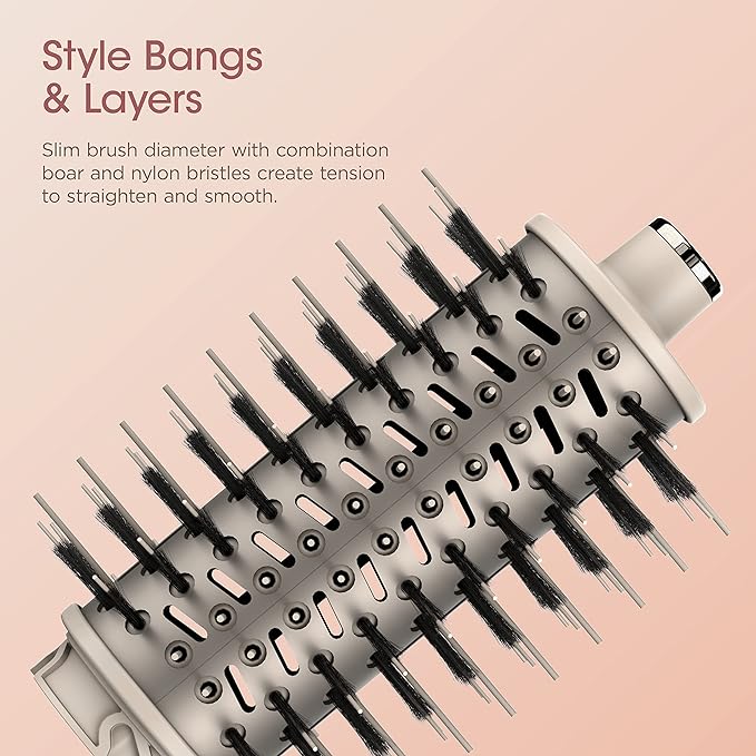 Shark FlexStyle Round Hot Air Brush Attachment for Blow Dryers, Hair Styling Tool for Straight, Wavy, Curly, and Coily Hair, Stone