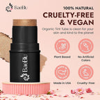 Organic Blush Tube, Brandy - 100% Natural Vegan Cream Blush Sticks, Multi-Use Bronzer, & Highlighter for Lips, Cheeks & Eyes, Buildable Shimmer, Gluten-Free, Paraben-Free, Made in USA
