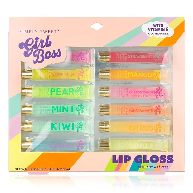 Expressions 12pc Clear Lip Gloss Pack – Lip Oils with Vitamin E and Essential Oils, Flavored Lip Gloss Clear Tubes, Hydrating Lip Glow Oil, Tinted Lip Oil, Lip Moisturizer