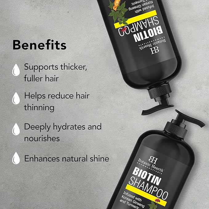 Botanic Hearth Biotin Shampoo | Infused With Korean Ginseng & Turmeric For Stronger, Thicker | Looking Hair | Sulfate & Paraben Free | 16 Fl. Oz