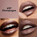 FOCALLURE Ultra Chic Metallic Lipstick,Rich Vitamin E Lip Crayon,Lightweight Shinning Color without Drying or Fading,Long Lasting Lips Makeup,#27 Champagne