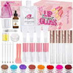 BRIPATI DIY Lip Gloss Making Kit, 46PCS DIY Lip Gloss Kit to Make Your Own Lip Gloss, Moisturizing Lip Glaze Handmade Set, Beginner Lip Gloss Kit, Lip Gloss Making Supplies Set for Women Girls