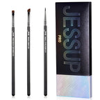 Jessup Eyeliner Brush Set, 3pcs Pro Precision Eyeliner Brushes Fine Point Angled Thin Gel Liquid Flat Winged Eye Liner Brush, Black T346