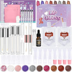 Lip Gloss Making Kit, 58PCS DIY Lip Gloss Kit, Lipgloss Making Kit for Women, Beginner, Girls, Moisturizing Lipgloss Base Moist, Double-Ended Tubes, Jojoba Oil, Tween Girls Gift Trendy Stuff