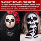 3 Colors Black White Red Face Body Paint Clown Makeup Palette Professional Face Paint for Halloween Cosplay Sfx Joker Zombie Vampire Makeup