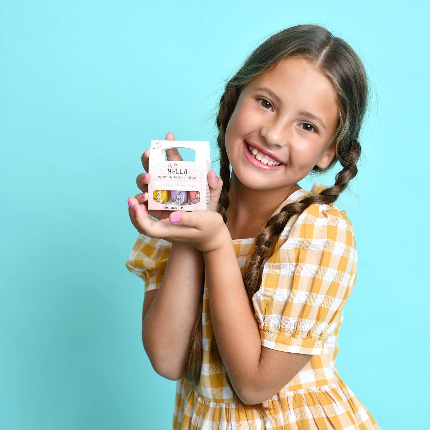 MISS NELLA PIXIE DUST- Peel Off, Odour Free, Water Base & Safe for kids nail polish pack of 3- peach (glitter), lilac & yellow (glitter)